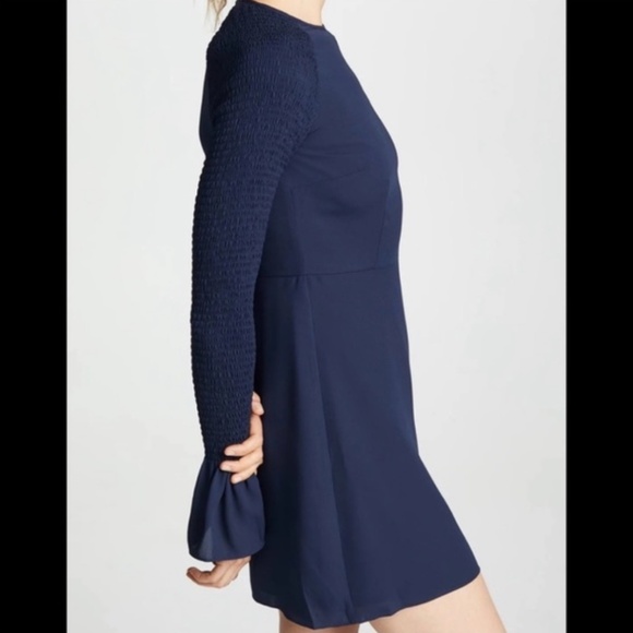 NWT Likely Victoria Smocked Bell Sleeve Mini Dress - Navy Size 0 - Picture 3 of 7